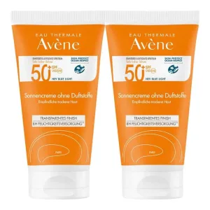 Cremă de protecție solară Avene SPF 50+, fără parfum, 2 x 50 ml cremă