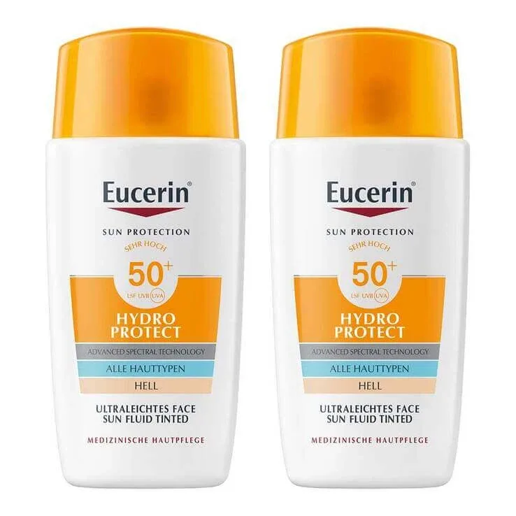 Eucerin Sun Fluid Hydro Protect Face, nuanță deschisă, SPF 50+, 2x50 ml cremă — preț și oferte