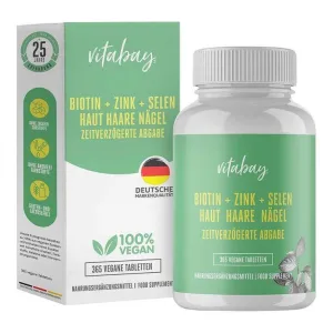 Biotină + Zinc + Seleniu pentru piele, păr și unghii – comprimate vegane, 365 de comprimate