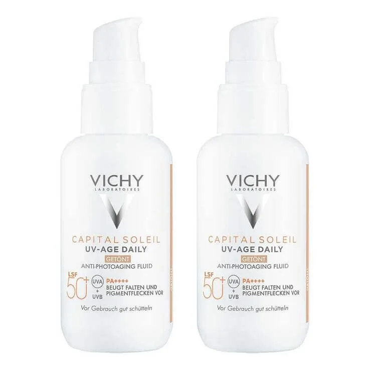 Vichy Capital Soleil UV-Age cu nuanță SPF 50+, 2x40 ml lichid — preț și oferte