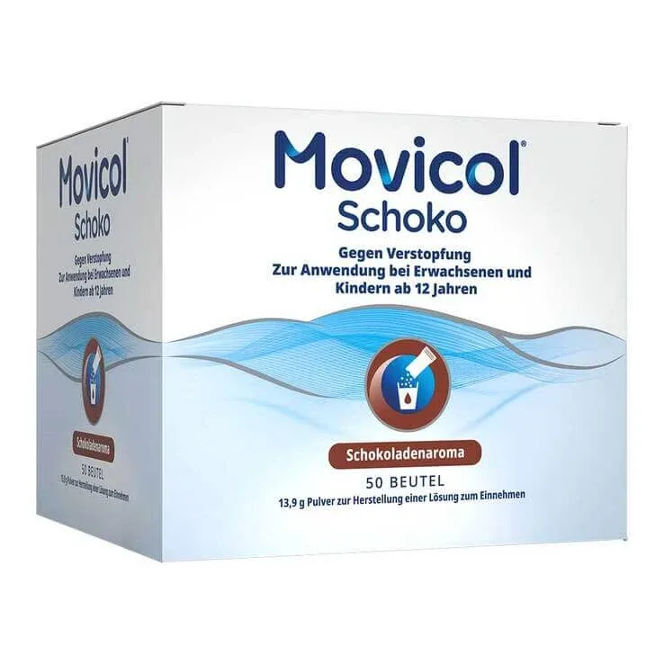Movicol cu aromă de ciocolată, pulbere pentru prepararea unei soluții orale, 50 bucăți pulbere pentru prepararea unei soluții orale — preț și oferte