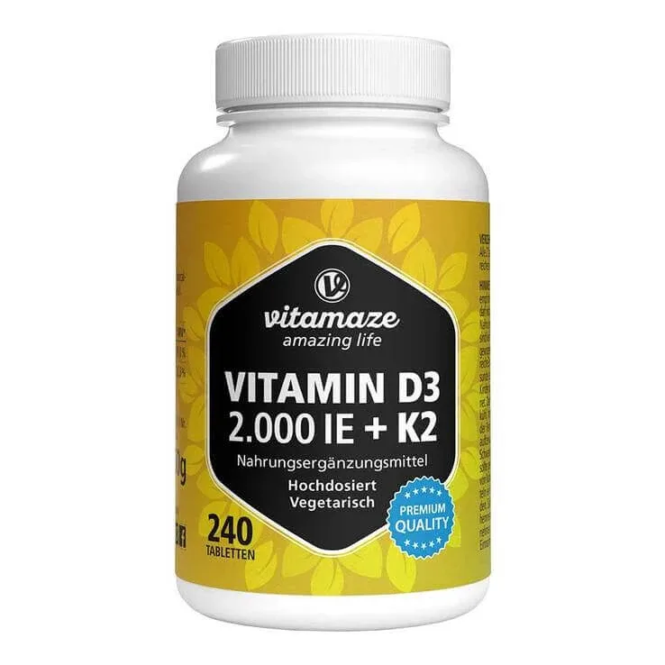 Vitamina D3 K2 2000 UI / 100 µg, comprimate cu doză mare, 240 de comprimate — preț și oferte