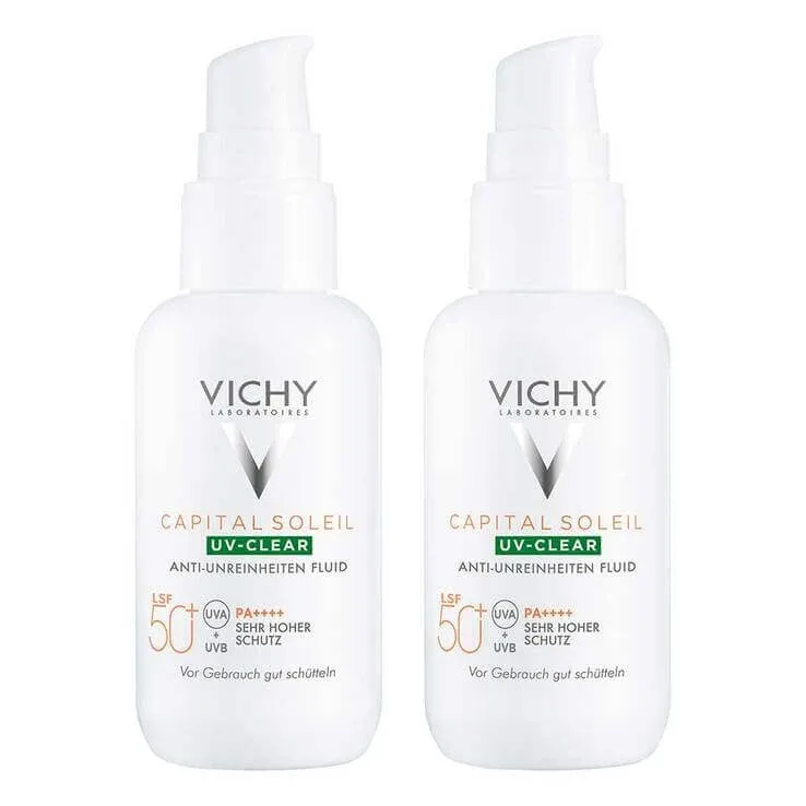 Vichy Capital Soleil UV-Clear SPF 50+, 2 x 40 ml lichid — preț și oferte