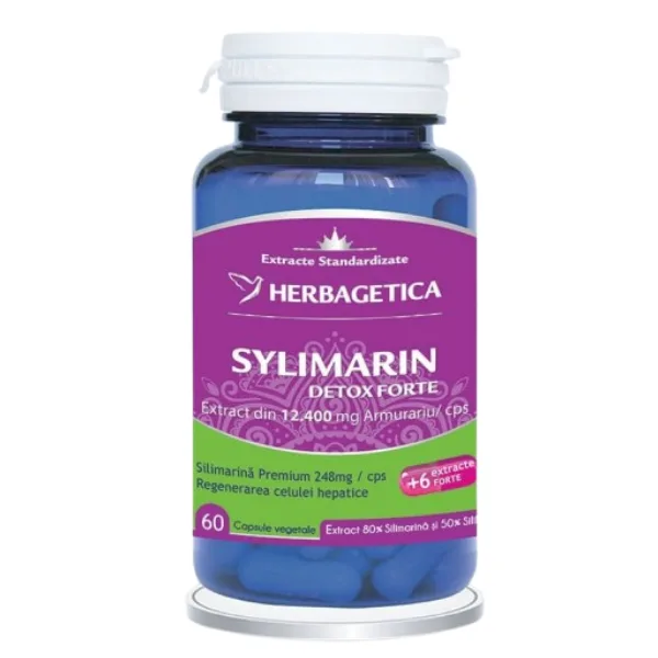 Sylimarin Detox Forte, Herbagetica | 60 capsule — preț și oferte