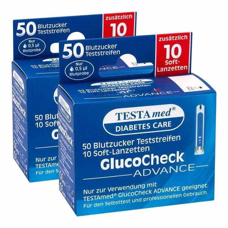 TESTAmed® GlucoCheck ADVANCE – benzi de testare cu 10 lancete Soft, pachet combinat 2x1 P — preț și oferte