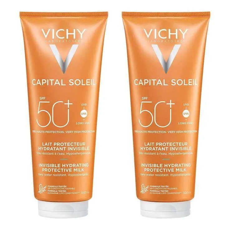 Vichy Capital Soleil, lapte de protecție solară SPF 50+ pentru față și corp, 2 x 300 ml lapte — preț și oferte