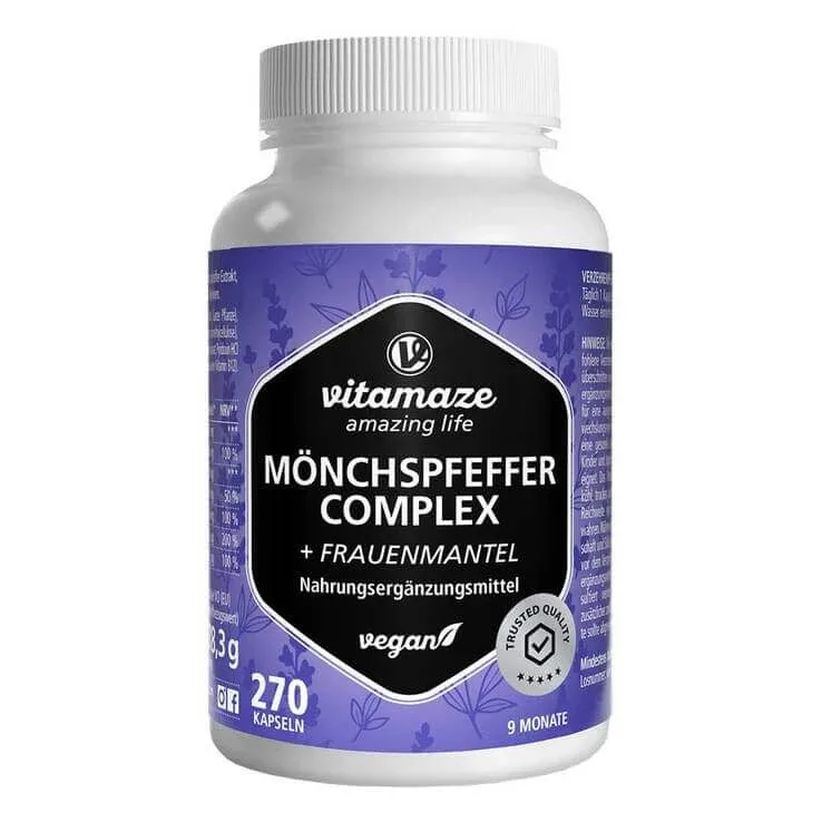 Complex cu agnocast, alchimiță, vitamina C și acid folic, 270 de capsule — preț și oferte