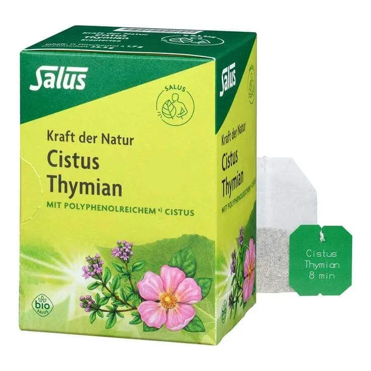 Ceai de plante organic din cistus și cimbru Salus, în pliculețe filtrante, 15 pliculețe filtrante Salus Haus — preț și oferte