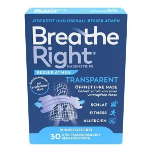 Respiră mai bine – Plasturi nazali Breathe Right, transparenți, normali, 10 bucăți