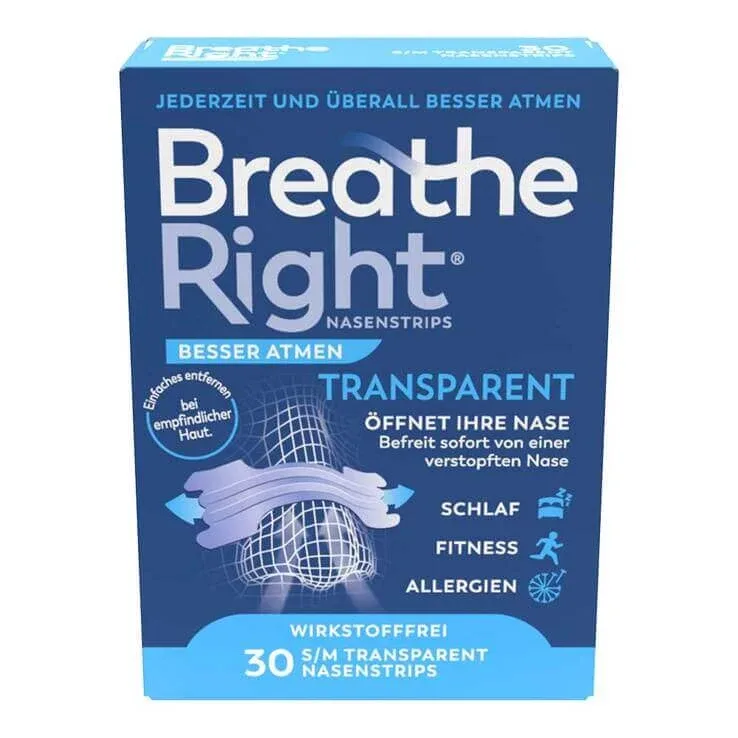 Respiră mai bine – Plasturi nazali Breathe Right, transparenți, normali, 10 bucăți — preț și oferte