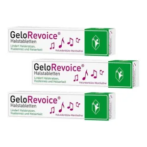 GeloRevoice Pastile pentru gât cu flori de soc – fără mentol, pentru răgușeală, 3x20 pastile