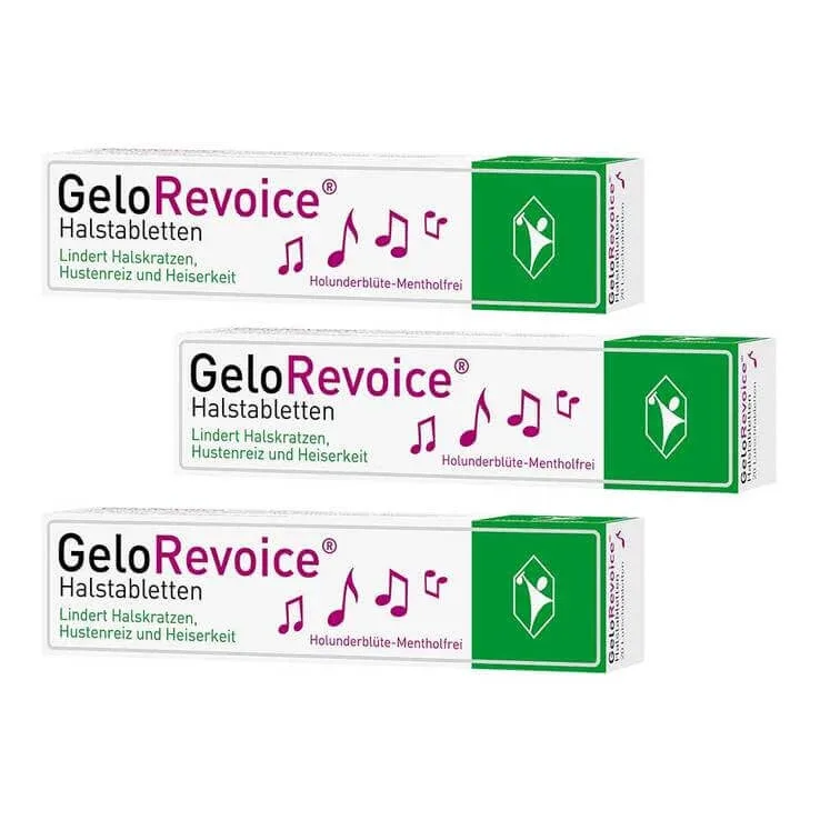GeloRevoice Pastile pentru gât cu flori de soc – fără mentol, pentru răgușeală, 3x20 pastile — preț și oferte