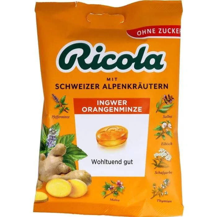 RICOLA o.Z.Beutel bomboane cu ghimbir portocale mentă 75 g — preț și oferte