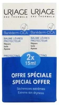 Uriage Bariéderm Cica Balsam protector pentru buze, set de 2 x 15 ml — preț și oferte