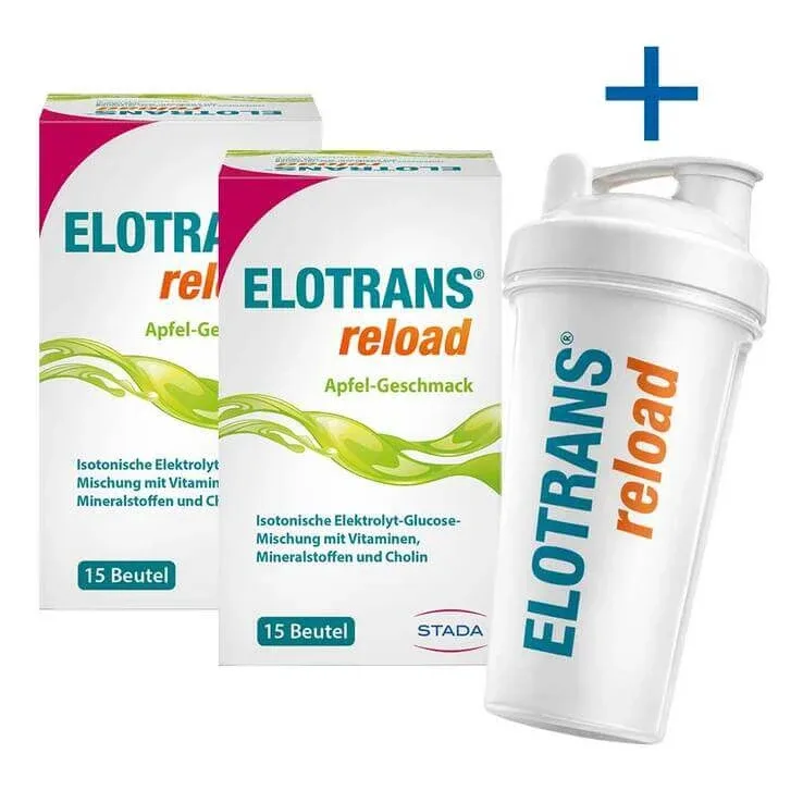 Elotrans reload Pulbere de electrolit cu aromă de mere, pachet, 2x15x7,45 g pulbere — preț și oferte