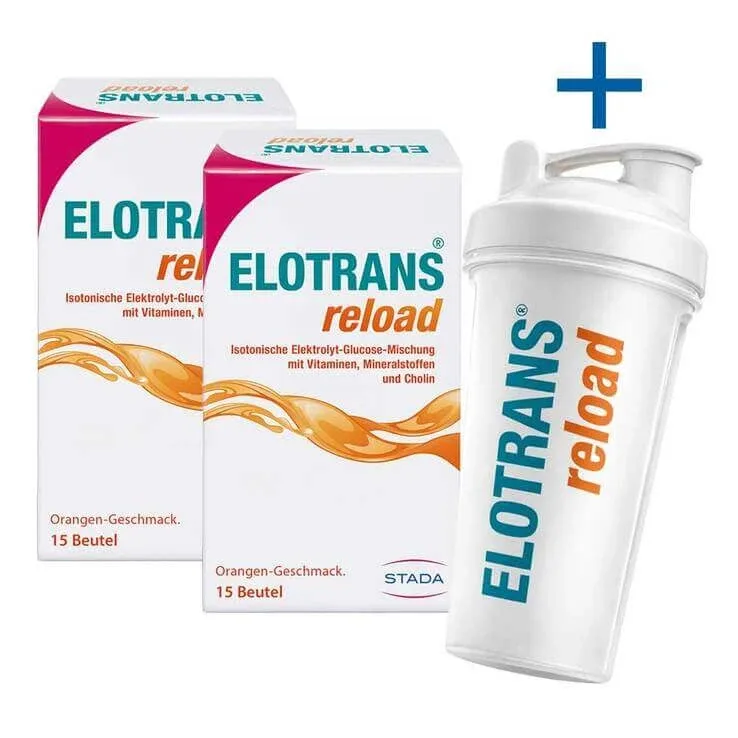 Elotrans reload – pulbere electrolitică cu vitamine, 2 pungi a câte 15x7,57 g — preț și oferte