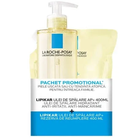 Pachet Ulei de spalare hidratant + rezerva Lipikar AP+, 2x400 ml, La Roche Posay — preț și oferte