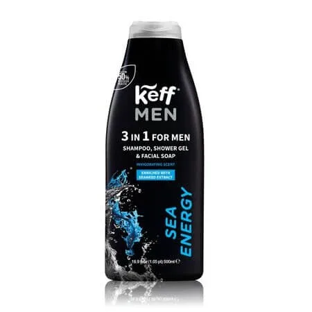 Gel de dus, sampon si curatare fata 3 in 1 Sea Energy, 500 ml, Keff Men — preț și oferte