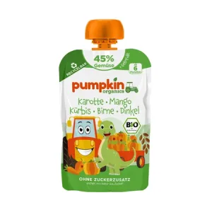 Piure Bio din Morcov, Mango, Dovleac, Pere si Spelta, 6 luni+, 100 g, Pumpkin Organics