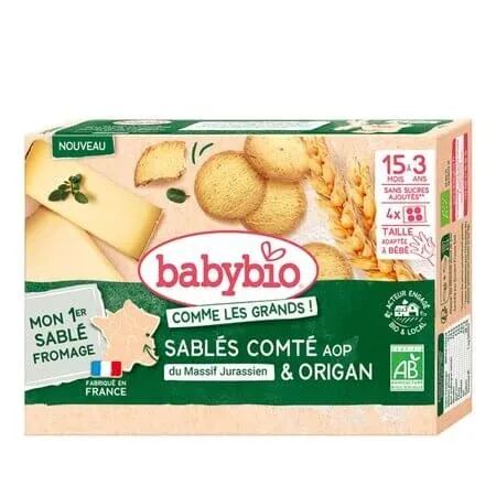 Biscuiti Bio sarati cu branza comte si oregano, + 3 ani, 72 g, BabyBio — preț și oferte