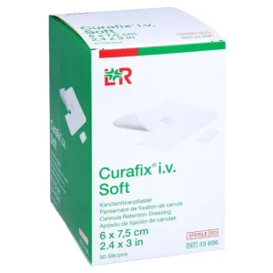 Curafix i.v. Plasture moale de fixare a canulei 6x7.5 50 buc.