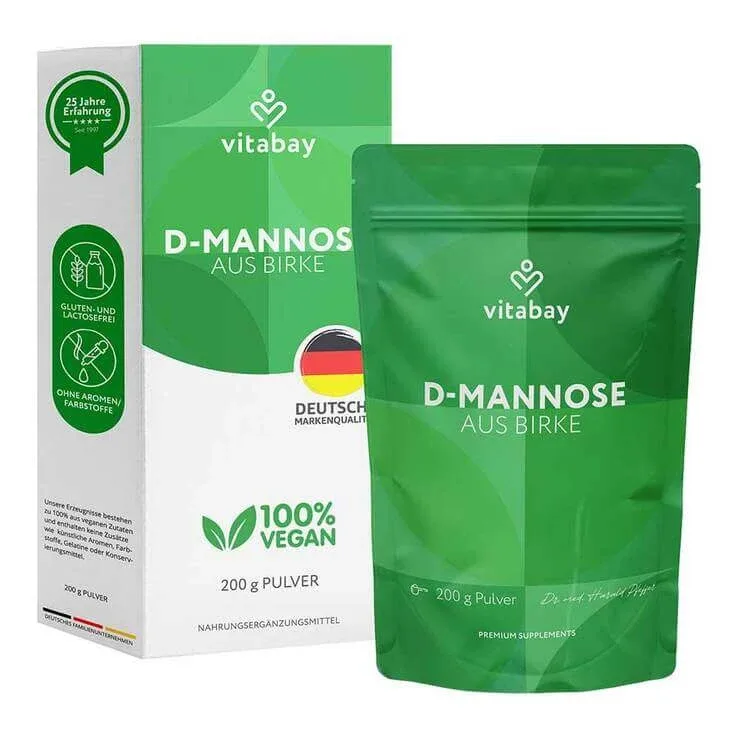 D-manoză sub formă de pulbere din mesteacăn, supliment alimentar vegan, 200 g pulbere — preț și oferte