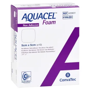 Aquacel Foam neadeziv 5x5 cm, bandaj, 10 bucăți
