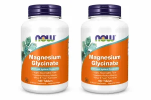 Magnesium Glycinate, 2 x 180 comprimate, Now Foods