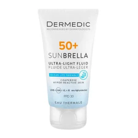 Fluid cu SPF50+ pentru ten cuperozic si hiperreactiv SunBrella, 40 ml, Dermedic — preț și oferte