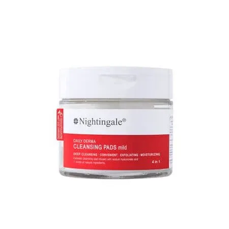 Dischete pentru curatarea tenului cu efect exfoliant si hidratant Daily Derma, 70 bucati, Nightingale — preț și oferte