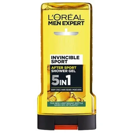 Gel de dus revitalizant 5in1 Men Expert, Invincible Sport, 300 ml, Loreal Paris — preț și oferte