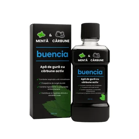 Apa de gura cu menta si carbune activ, 250 ml, Buencia — preț și oferte