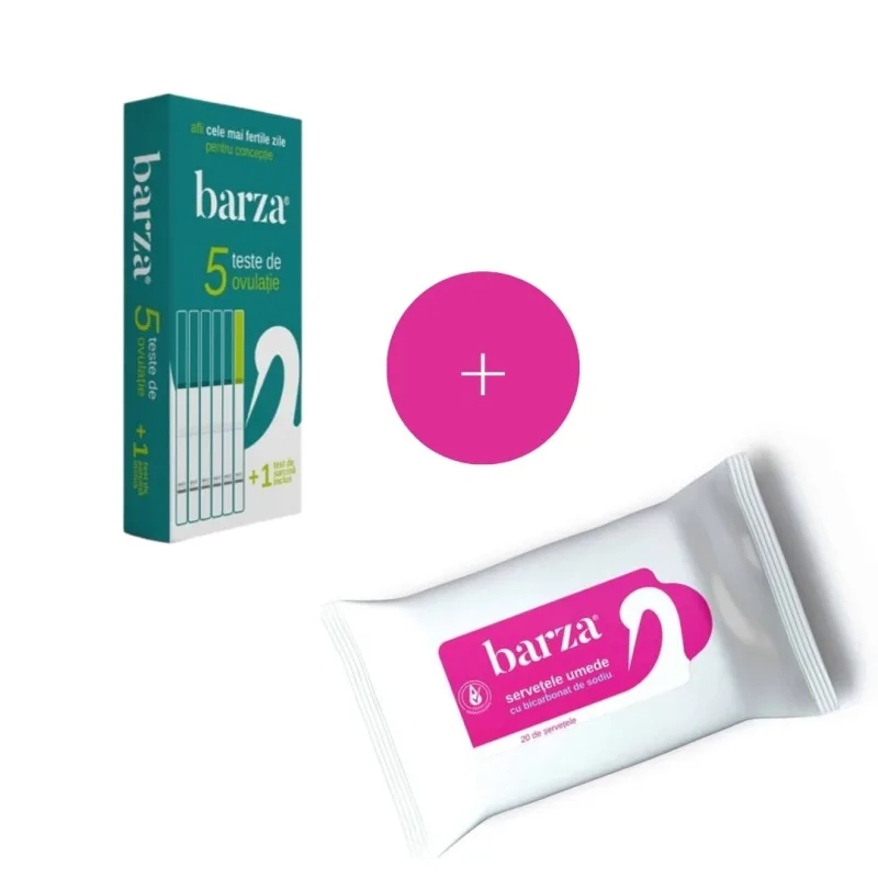 Teste de ovulatie + Test de sarcina + Servetele intime Barza, Biotech | 5 teste de ovulatie +1 test de sarcina + 20 servetele — preț și oferte