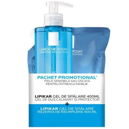 Pachet Gel de dus calmant si protector + rezerva Lipikar, 2x400 ml, La Roche Posay — preț și oferte