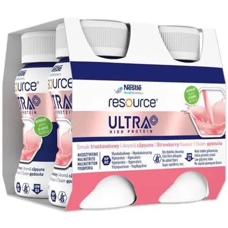 Resource High Protein Ultra+, Capsuni, 4x 125 ml, Nestle — preț și oferte