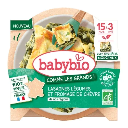 Meniu bio lasagna cu legume si branza de capra, 15 luni+, 200 g, Babybio — preț și oferte