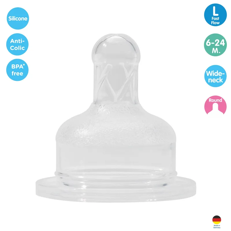 Tetina cu gat larg din silicon Natural+Soft, mar.L, 6-24 luni, 14231, Baby Nova | 2 bucati — preț și oferte