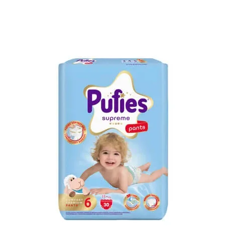 Scutece chilotel Supreme, Nr.6, 15+ kg, 30 buc, Pufies — preț și oferte