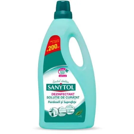 Solutie de curatat Pardoseli si Suprafete Dezinfectant, 1 litru + 200 ml, Sanytol — preț și oferte