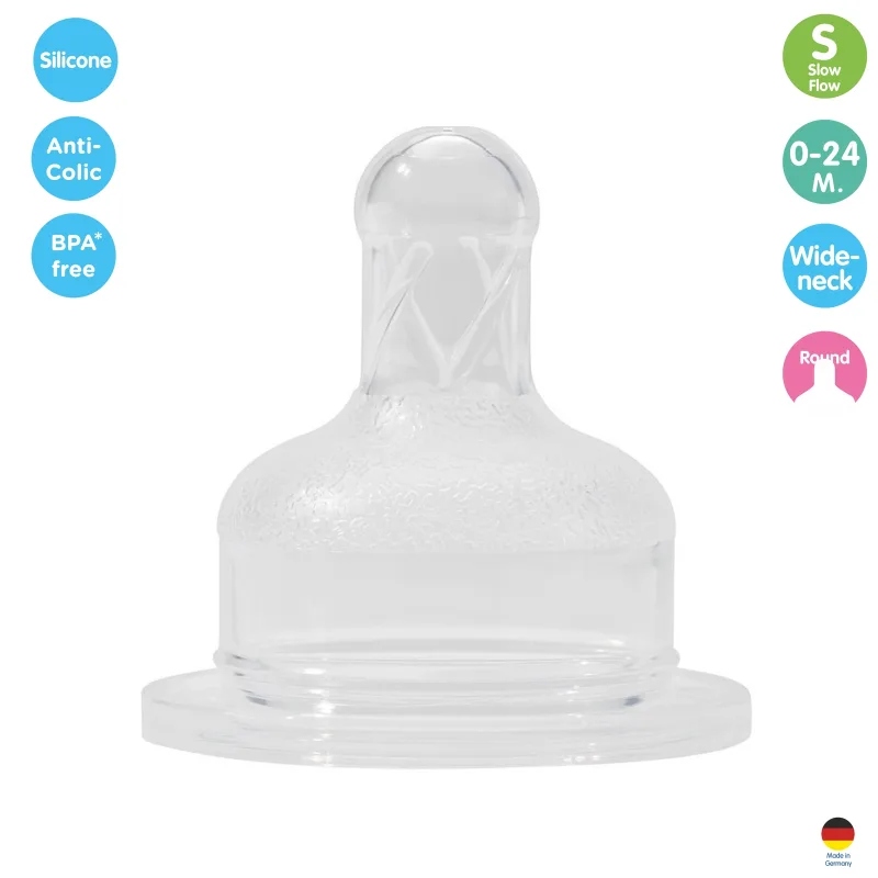 Tetina cu gat larg Natural+Soft, mar.S-debit mic, 0-24 luni, 14211, Baby Nova | 2 bucati — preț și oferte