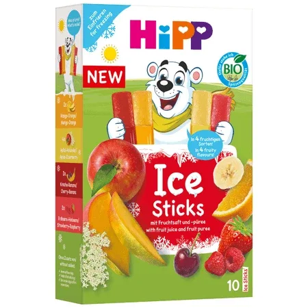Batoane de gheata cu suc de fructe si piure de fructe Bio Ice stick, + 3 ani, 10 bucati x 40 ml, Hipp — preț și oferte