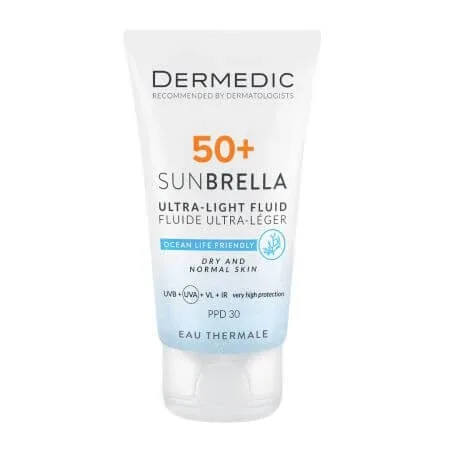 Fluid cu SPF 50+ pentru ten uscat si normal SunBrella, 40 ml, Dermedic — preț și oferte