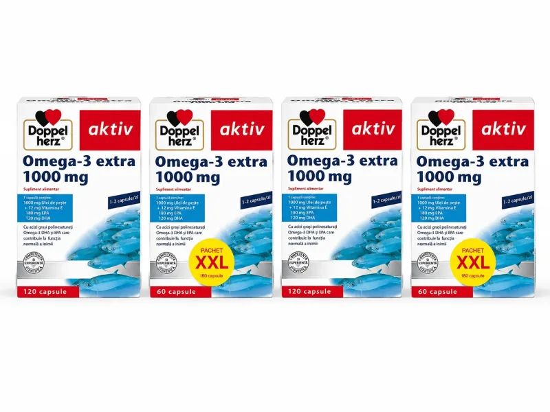 Pachet Omega - 3 Extra, 1000 mg, 2x120+60 capsule, Doppelherz — preț și oferte