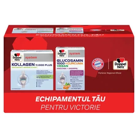 Kollagen 11000 Plus si Glucozamina 1000 + Curcuma, 30 flacoane + 60 comprimate, Doppelherz — preț și oferte