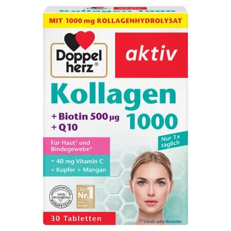 Kollagen 1000 + Coenzima Q10 Aktiv, 30 comprimate, Doppelherz — preț și oferte