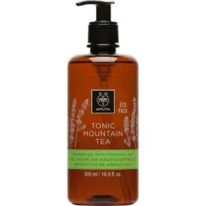 APIVITA  Eco Pack Tonic Mountain Tea Gel de duș cu uleiuri esențiale, cu ceai verde și uleiuri esențiale, 500 ml