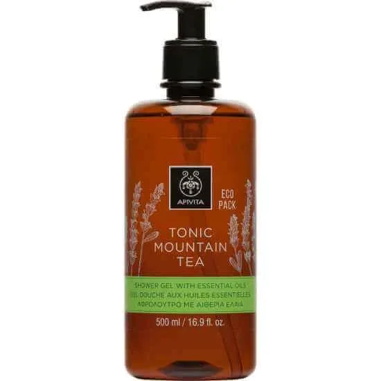 APIVITA  Eco Pack Tonic Mountain Tea Gel de duș cu uleiuri esențiale, cu ceai verde și uleiuri esențiale, 500 ml — preț și oferte