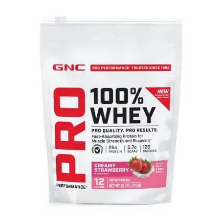 Proteina din zer cu aroma de capsuni Pro Performance, 372 g, Gnc — preț și oferte