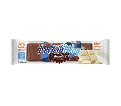 Protein Way Bar | Aromă de ciocolată albă | Baton proteic cu aromă de ciocolată albă și glazură de cacao | Fără zahăr | 50 g — preț și oferte