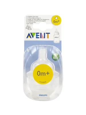 Avent | Tetină din silicon cu 1 orificiu pentru nou-născuți de 0+ luni | 2 bucăți